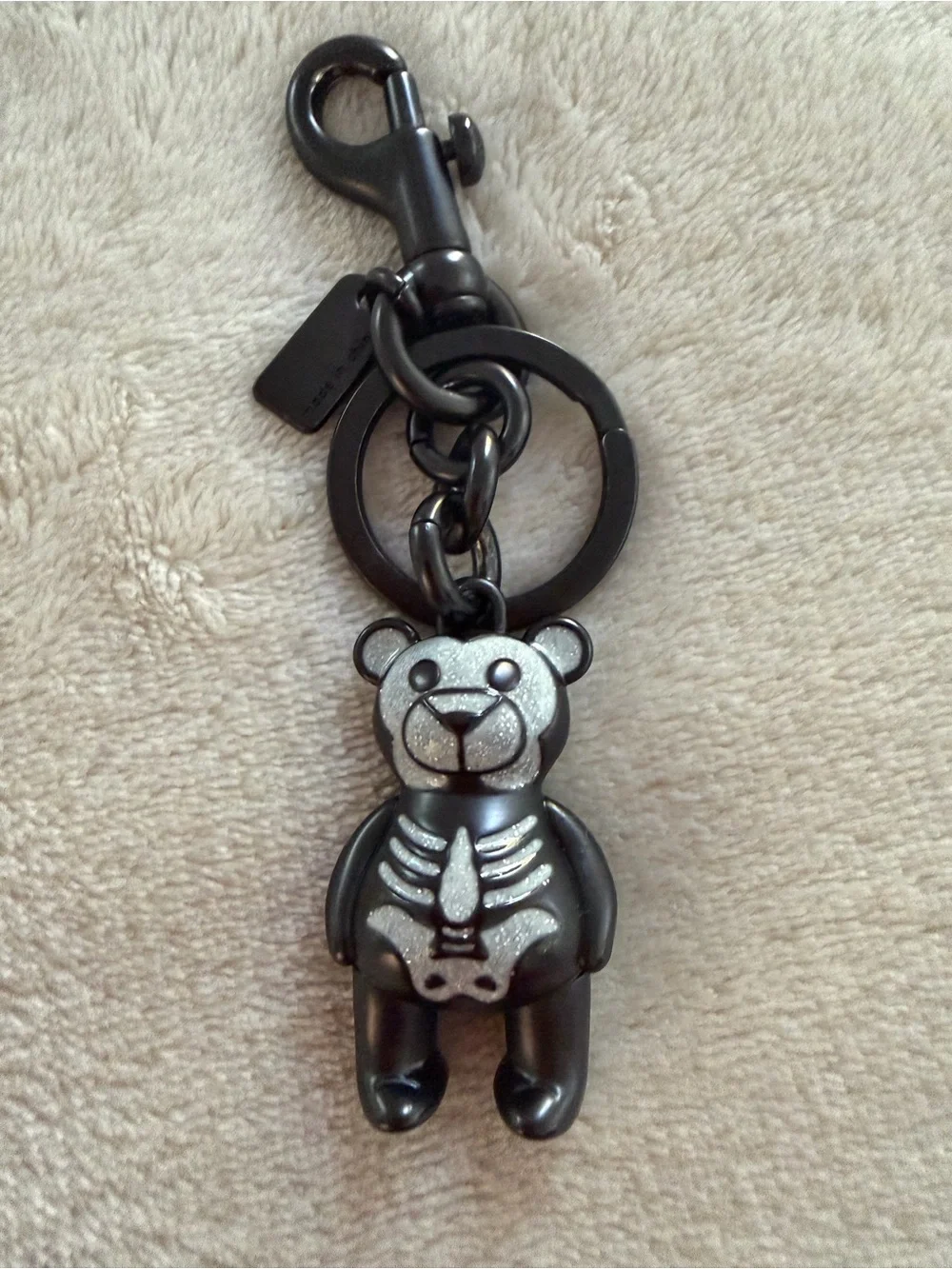 NWOT Coach Metallic Skeleton Teddy Bear Key Charm